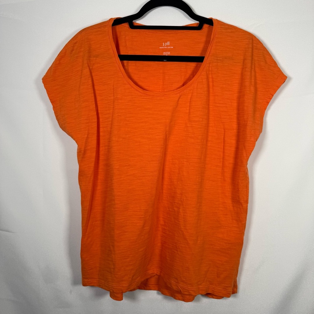 J.‎ Jill Orange Scoop Neck Slub Tee Short Sleeve T-Shirt Women's S 100% Cotton